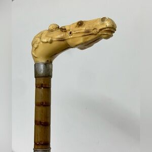 Early 20th Century Horse Head Jockey Handle Umbrella